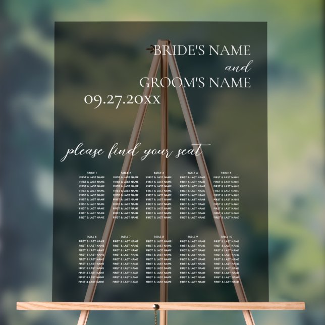 Minimalist Black Frosted Wedding Seating Chart (Neutral)