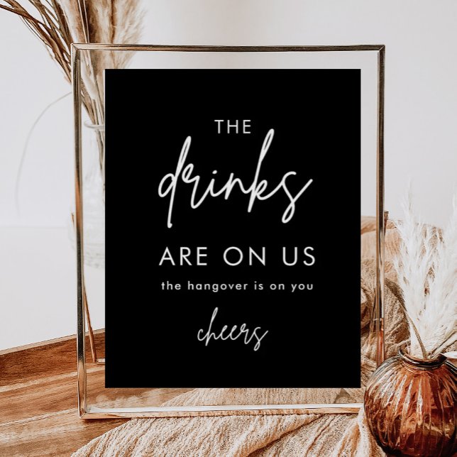 Minimalist Black Funny Wedding Open Bar Sign (Creator Uploaded)