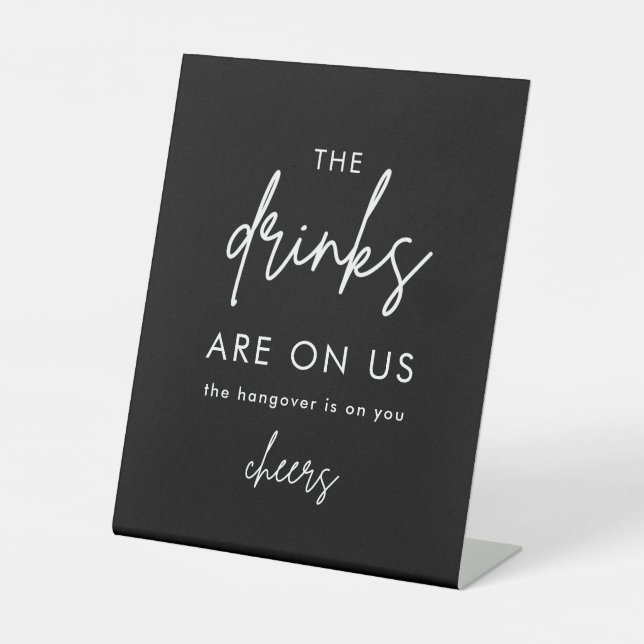 Minimalist Black Funny Wedding Open Bar Sign (Front)