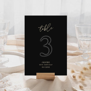 Minimalist Black Gold 30th Birthday Table Number 3