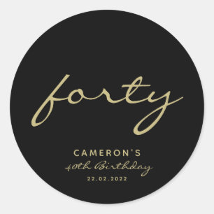 Minimalist Black & Gold Age Birthday  Classic Roun Round Sticker