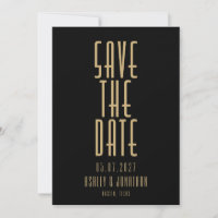 Minimalist Black Gold Art Deco Wedding