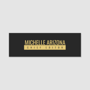 Minimalist Black & Gold Color Professional Modern  Name Tag