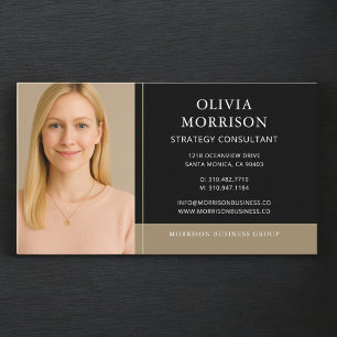 Minimalist Black Gold Consultant Photo Business Card