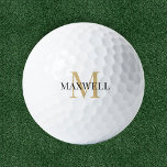 Minimalist Black Gold Custom Monogram Golf Balls<br><div class="desc">Modern Gold and Black Monogrammed Golf Balls - Create your own custom father's day, birthday, or retirement gift by adding the recipient's name and monogram. Want a different font or colour for the monogram and name? Choose from over 100 different fonts and colours by using the design tool at the...</div>