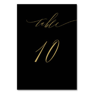 Minimalist Black Gold Elegant Script 10 Wedding Table Number