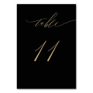 Minimalist Black Gold Elegant Script 11 Wedding Table Number