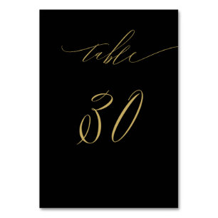 Minimalist Black Gold Elegant Script 30 Wedding Ta Table Number