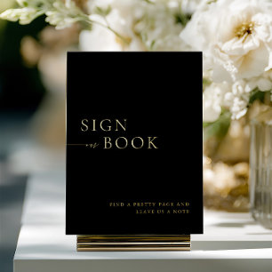 Minimalist Black & Gold Guest Book Sign