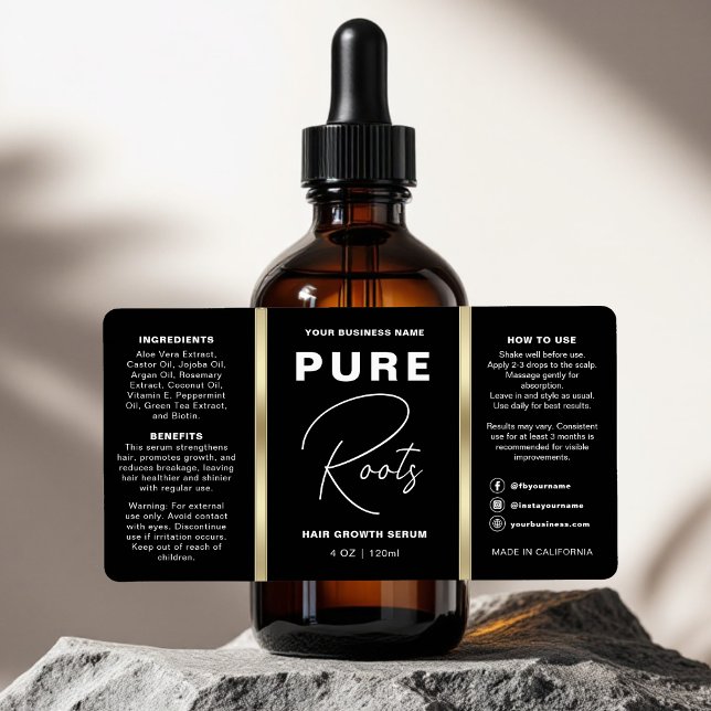 Minimalist Black & Gold Hair Oil Dropper Bottle (Creator Uploaded)