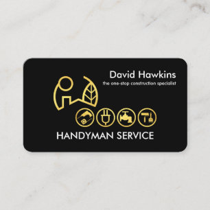 Minimalist Black Gold Home Handyman Tools Business Card
