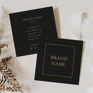 Minimalist Black Gold Luxury Geometric Realtor Square Business Card