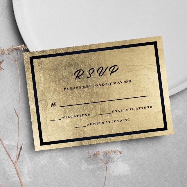 Minimalist Black Gold Luxury  Wedding RSVP (Minimalist Black Gold Luxury Wedding RSVP)