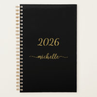 Minimalist Black Gold Monogram Name Girly Script