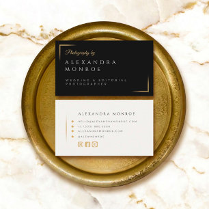 Minimalist Black & Gold Photographer Business Card