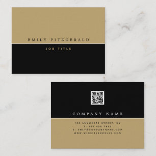 Minimalist Black Gold QR Code Business Card