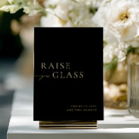 Minimalist Black & Gold Wedding Bar Sign
