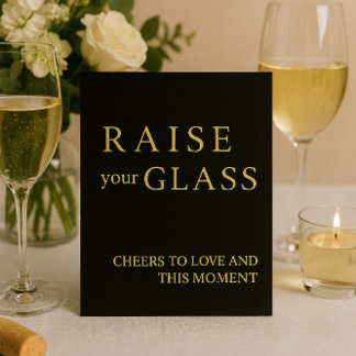 Minimalist Black & Gold Wedding Bar Sign