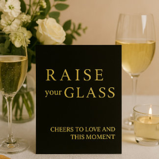 Minimalist Black & Gold Wedding Bar Sign