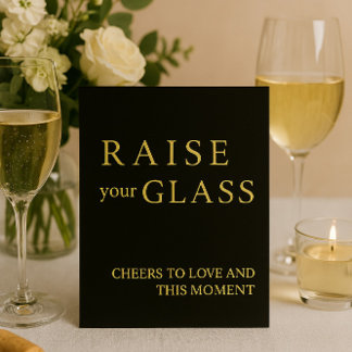 Minimalist Black & Gold Wedding Bar Sign Foil 