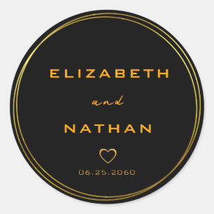 Minimalist Black Gold Wedding Envelope Seals