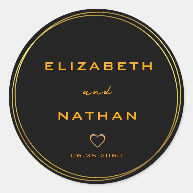 Minimalist Black Gold Wedding Envelope Seals (Front)
