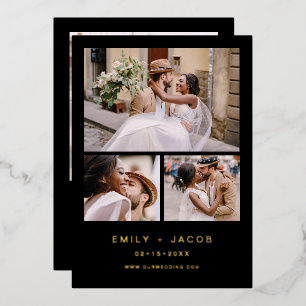 Minimalist Black Gold Wedding Four Photo