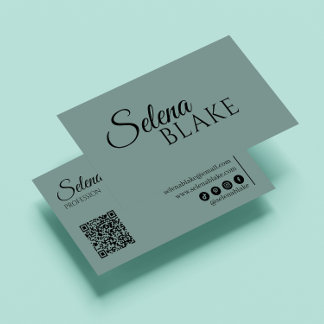 Minimalist Black & Green | Modern QR Code  Business Card