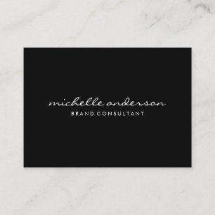 Minimalist Black Grey with Cursive Text Business Card