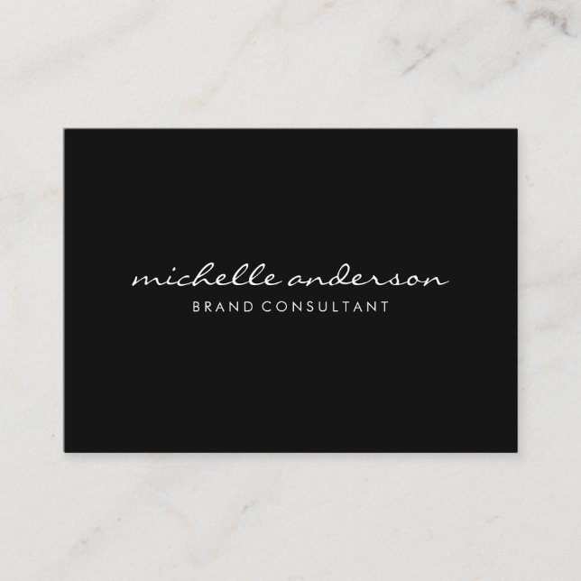 Minimalist Black Grey with Cursive Text Business Card (Front)