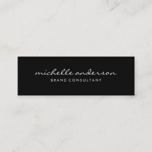Minimalist Black Grey with Cursive Text Mini Business Card