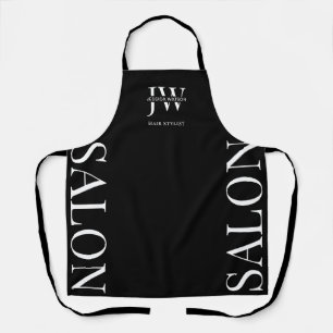 Minimalist Black Hairdresser Beauty Salon Initials Apron