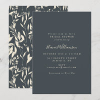 Minimalist Black Hand Drawn Floral Bridal Shower