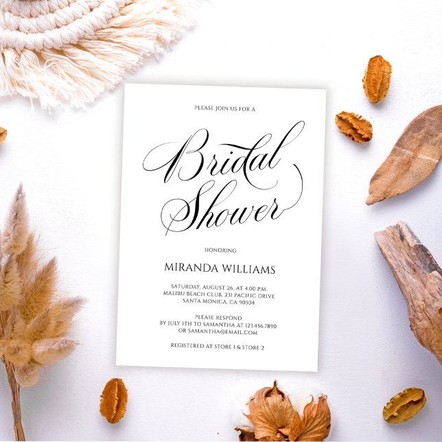 Minimalist Black Handwritten Script Bridal Shower Invitation (Creator Uploaded)
