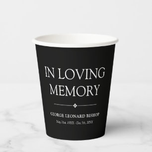 Minimalist Black In Loving Memory Paper Cups