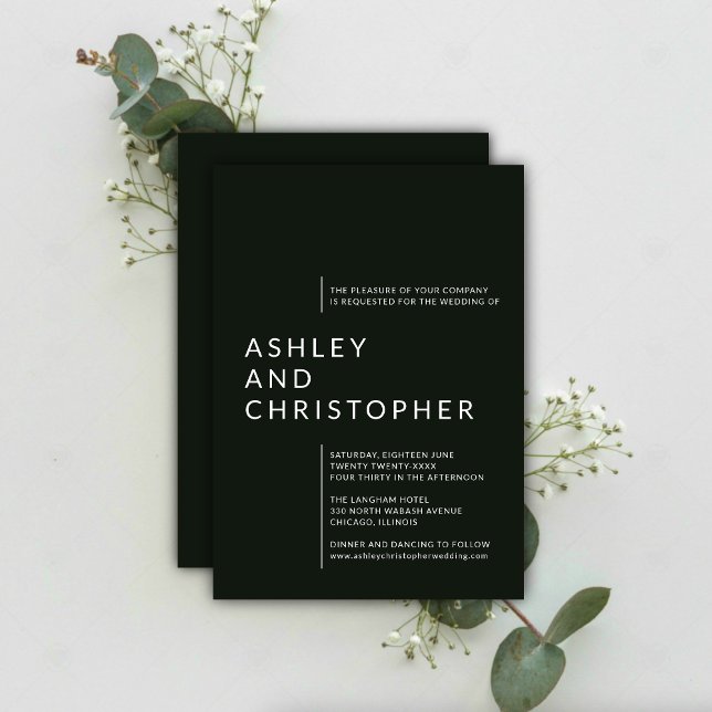 Minimalist Black Isolated Names Wedding Invitation (Creator Uploaded)