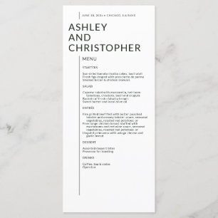 Minimalist Black Isolated Names Wedding Menu
