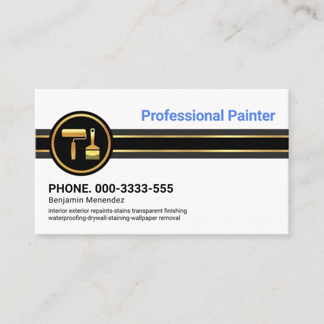 Minimalist Black Layer Gold Lines Business Card (Front)