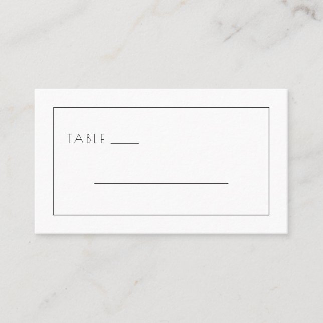 Minimalist Black Line Divider Place Card (Front)