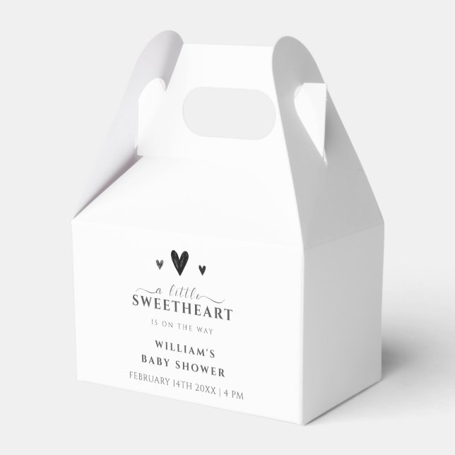 Minimalist Black Little Sweetheart Baby Shower Favour Box (Front Side)
