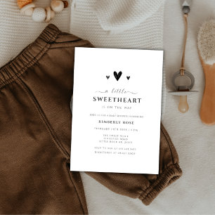 Minimalist Black Little Sweetheart Baby Shower Invitation