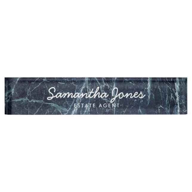 Minimalist Black Marble Classic Personalized Nameplate (Front)