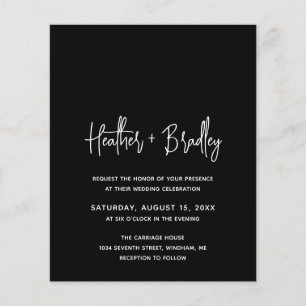 Minimalist Black Modern Budget Wedding Invite