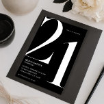 Minimalist Black Modern Chic 21st Birthday Invitation<br><div class="desc">Minimalist Black Modern Chic 21st Birthday Invitation</div>