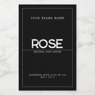 Minimalist black modern elegant body lotion label