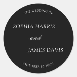 Minimalist Black Modern Elegant Wedding Classic Round Sticker