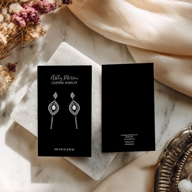 Minimalist black modern  jewellery earring display business card (Minimalist black modern jewelry earring display business card)