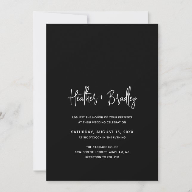 Minimalist Black Modern Wedding Invitation (Front)