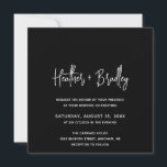 Minimalist Black Modern Wedding Invitation<br><div class="desc">Modern square wedding invitation featuring a simple design with your names in an elegant script typography and your event details in a minimalist sans serif font.  All design elements are in white over a black background.  This chic wedding invitation works well with any style of wedding.</div>