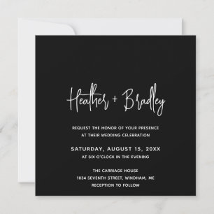 Minimalist Black Modern Wedding Invitation